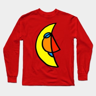 Smiling Moon - Colored on Yellow Long Sleeve T-Shirt